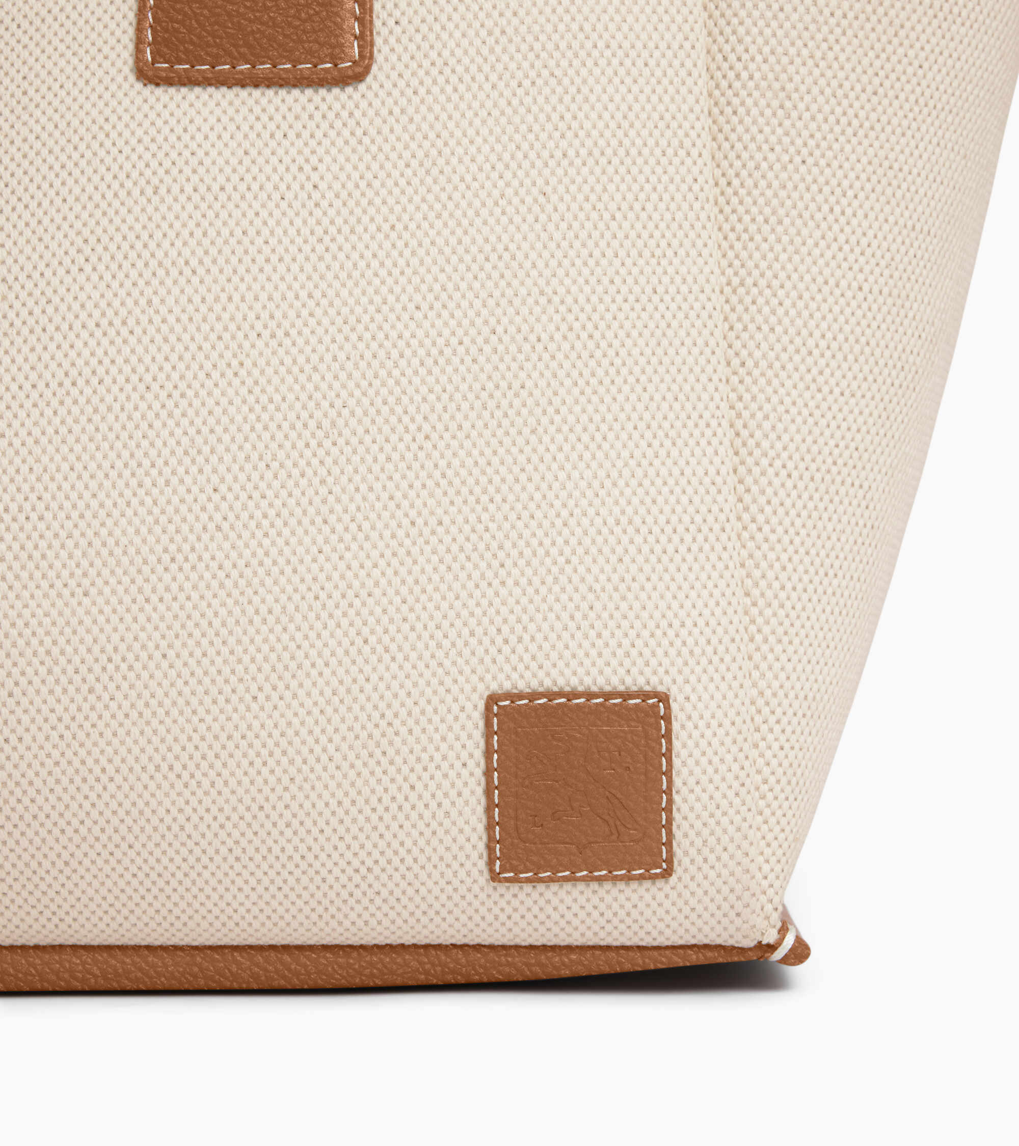 Bolso tote grande Elena de lona de algodón y cuero granulado