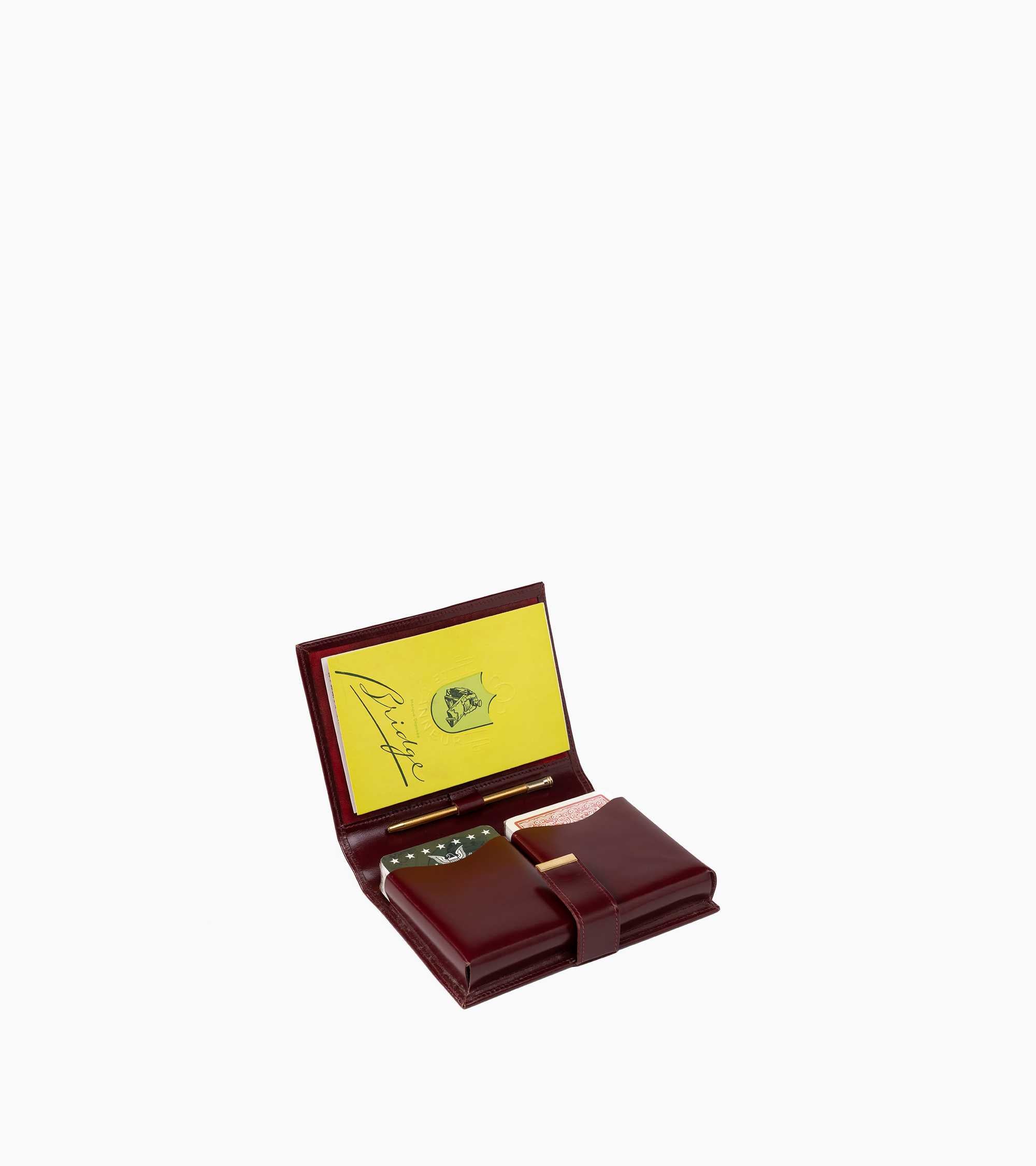 Etui jeux de cartes bridge petit modèle en cuir