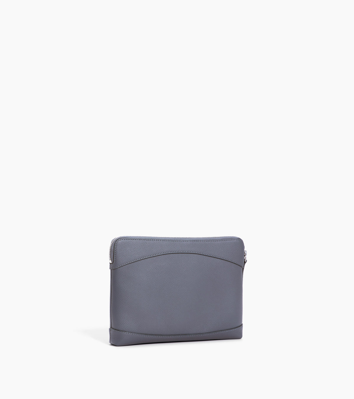 Pochette zippée en cuir grainé