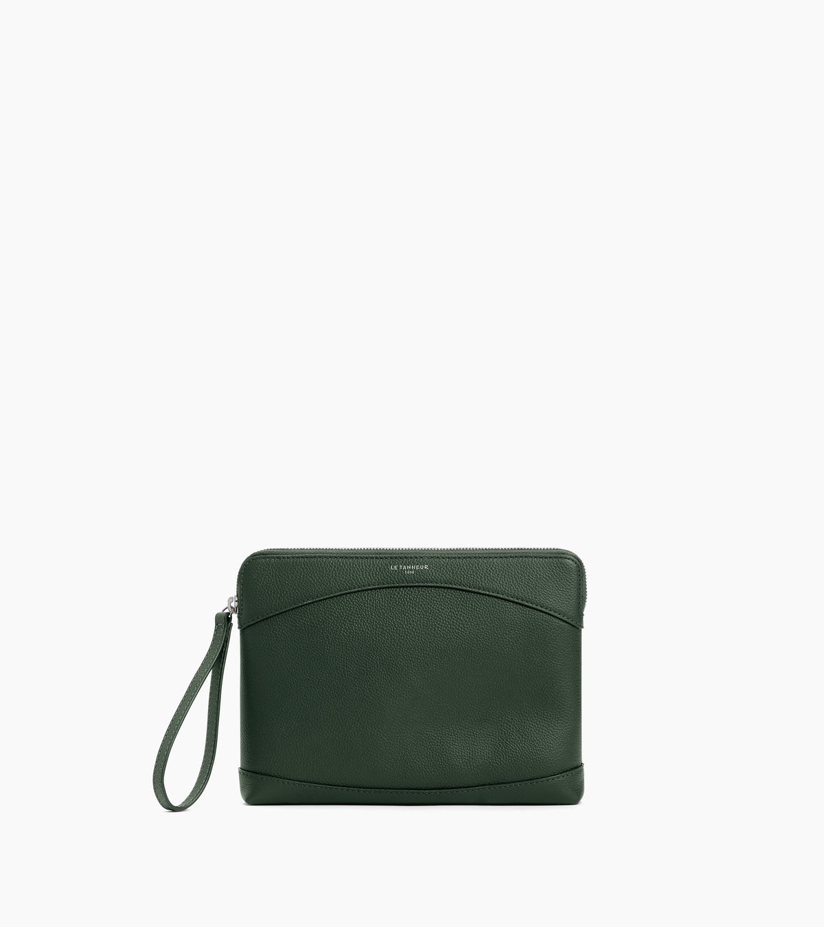 Pochette zippée en cuir grainé