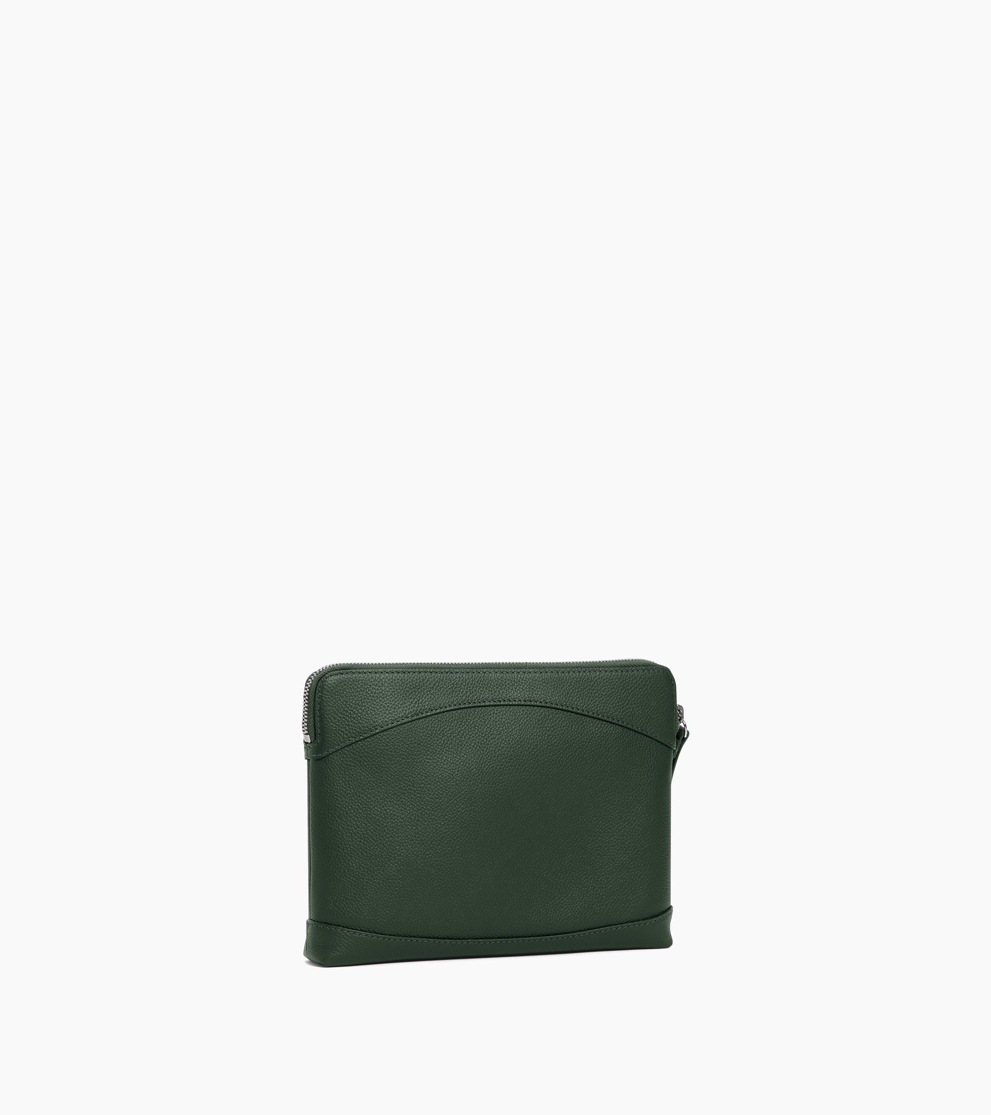 Bolso de mano con cremallera de cuero granulado