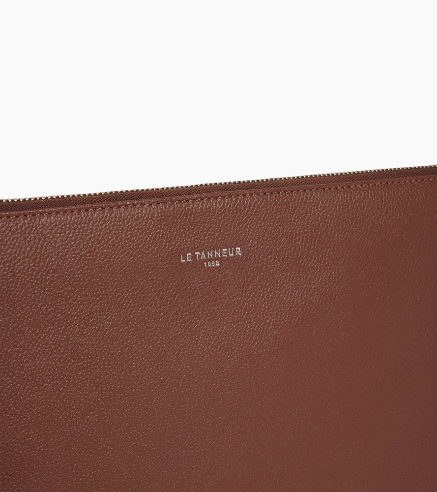 Pochette ordinateur 14" en cuir grainé