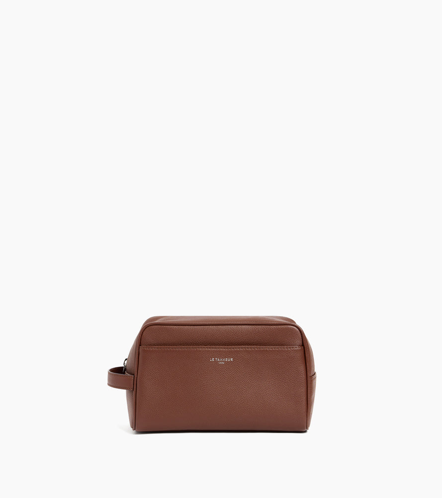 Trousse de toilette en cuir grainé