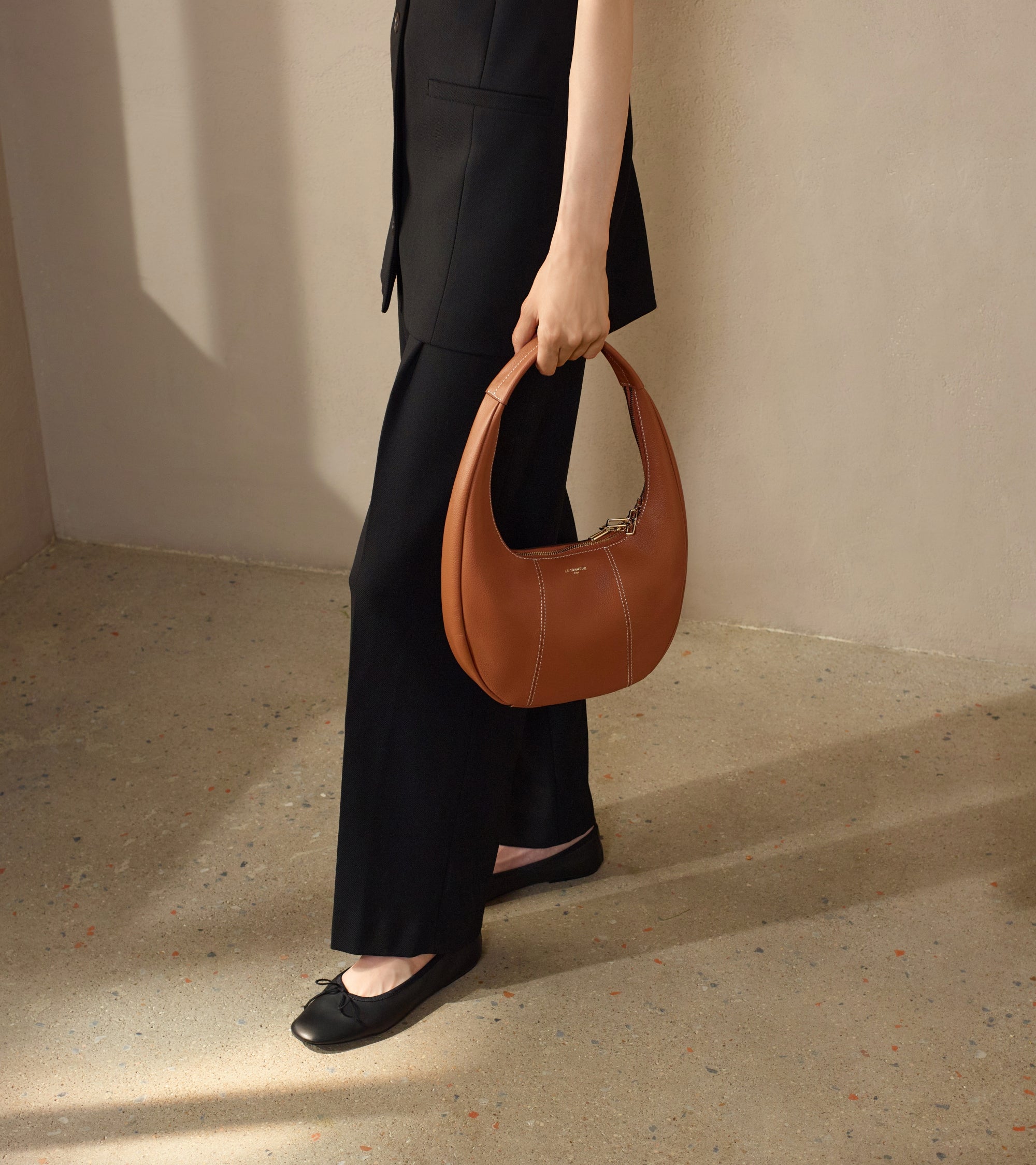 Sac hobo moyen modèle Juliette en cuir grainé