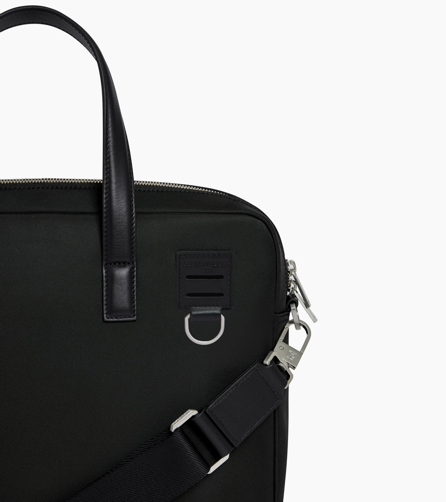 Porte documents 15" Basile en toile nylon et cuir lisse