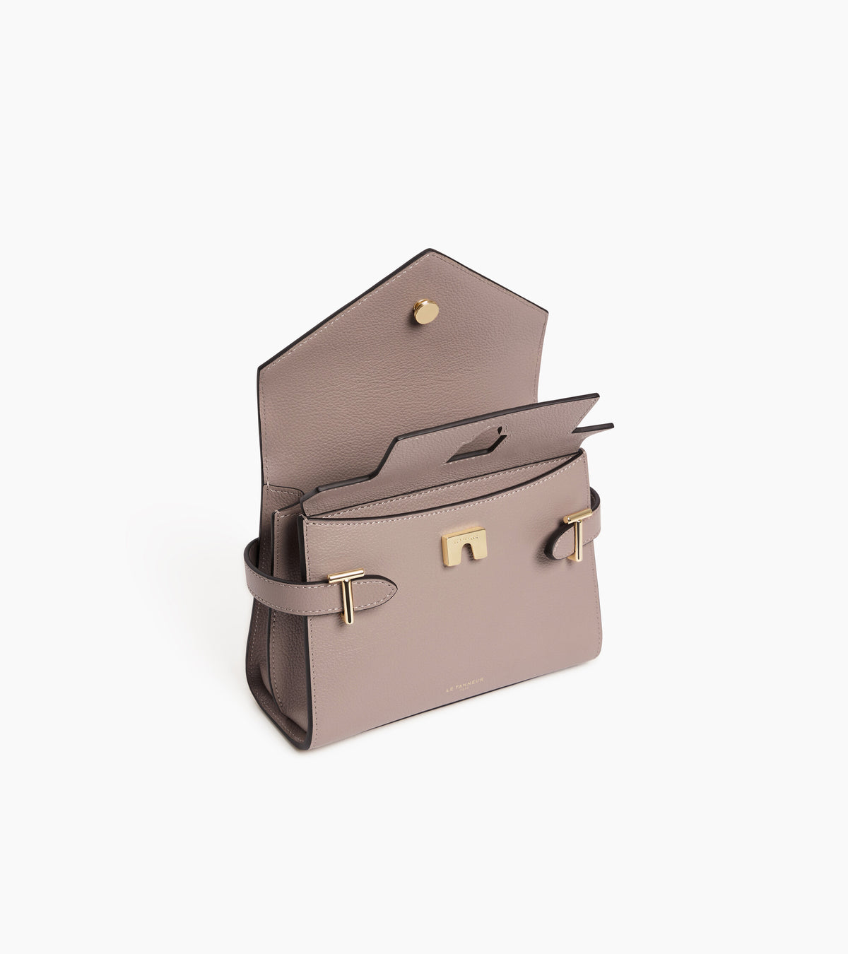 Petit sac à main double rabat Emilie en cuir grainé