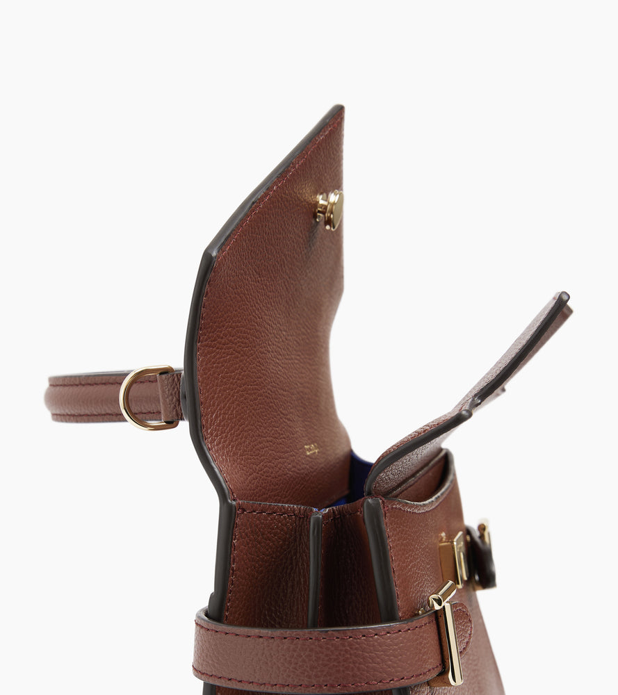 Petit sac à main double rabat Emilie en cuir grainé