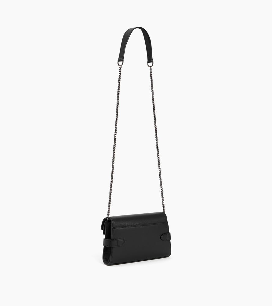Sac pochette avec bandoulière double rabat Emilie en cuir grainé