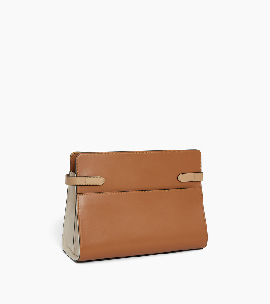 Sac porté épaule grand modèle Emie en cuir lisse et nubuck