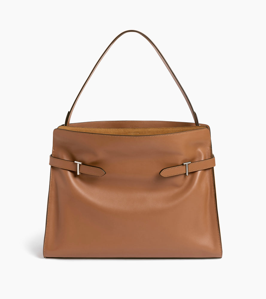 Sac porté épaule modèle maxi Emie en cuir lisse et nubuck