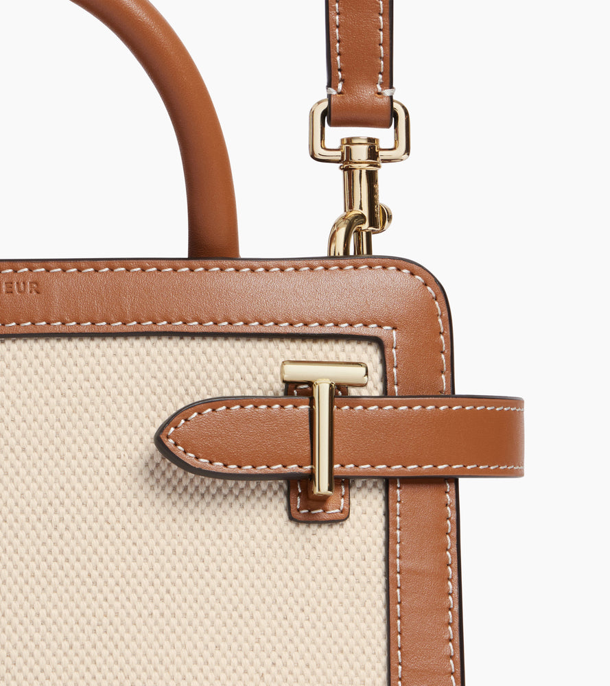 Petit sac à main Emilie en toile coton et cuir lisse