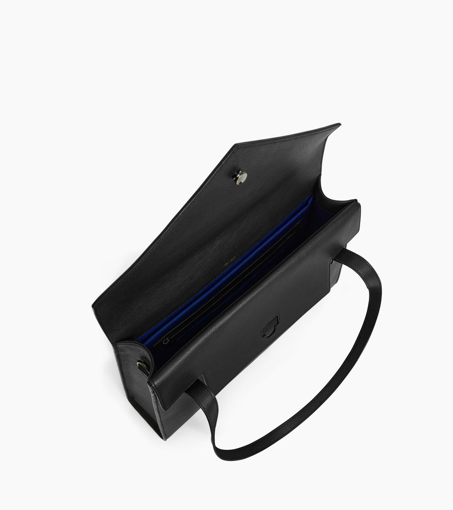 Porte documents double rabat porté épaule Emilie en cuir grainé