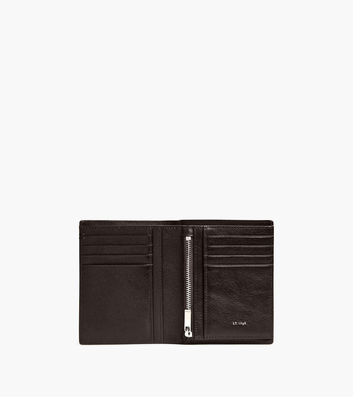 Portefeuille vertical zippé Lucien en cuir huilé