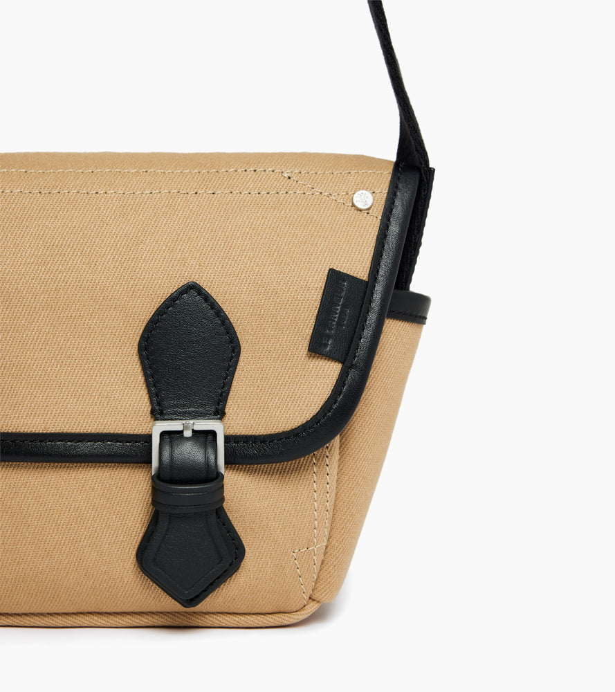 Petit sac bandoulière Solveig en toile coton et cuir lisse