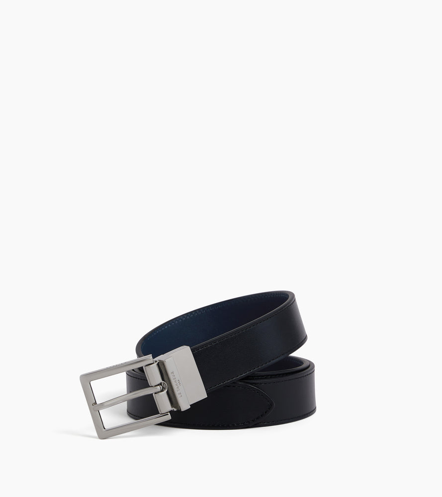 Ceinture réversible homme avec boucle rectangle en cuir lisse